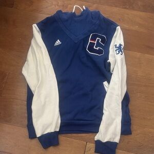 Adidas Men's V-Neck Sweater in Blue and White